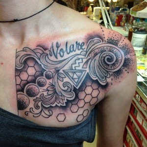 Chest  on woman tattoo by Geno