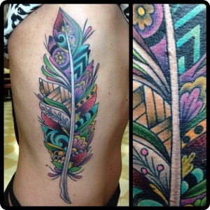 professional tattoo artists, Custom feather side panel by Geno Somma