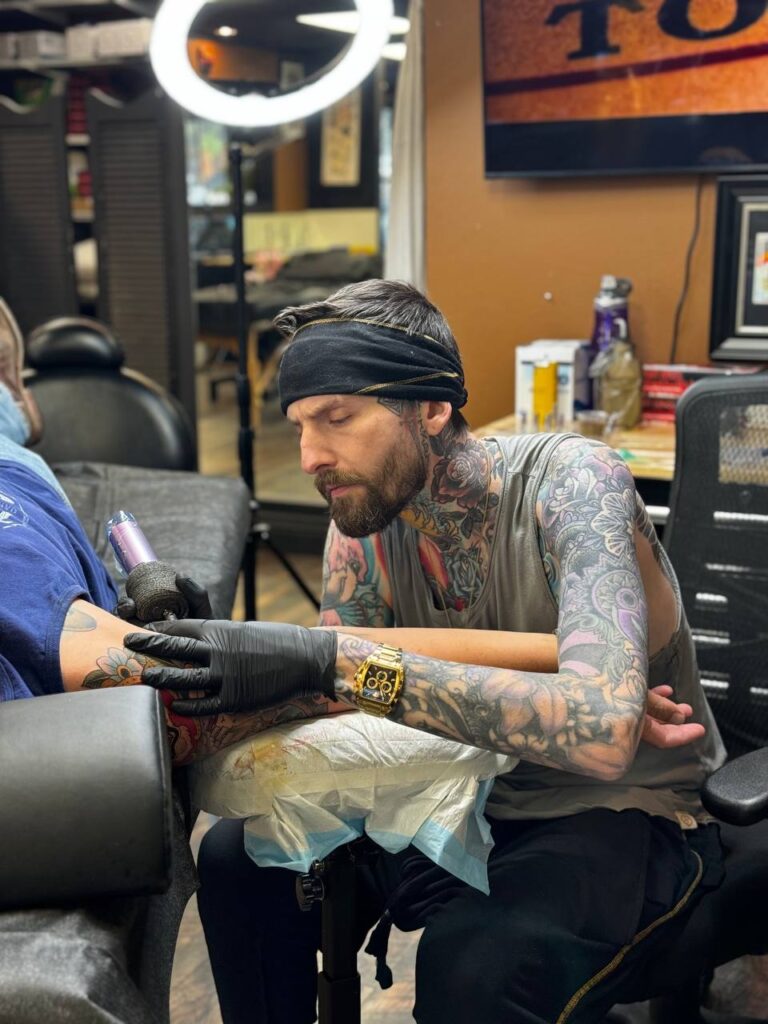 Piercing procedure at Mantra Tattoo and Piercing Lakewood CO